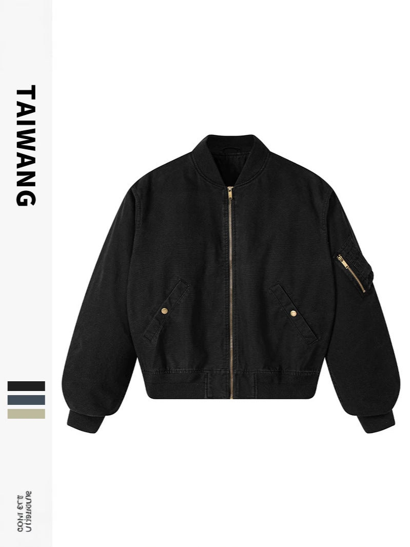 Men’s Loose Drop-Shoulder Lapel Flight Jacket