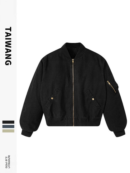 Men’s Loose Drop-Shoulder Lapel Flight Jacket