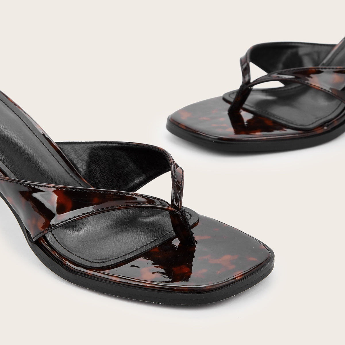 Women’s Leopard Print Square Toe High Heel Sandals