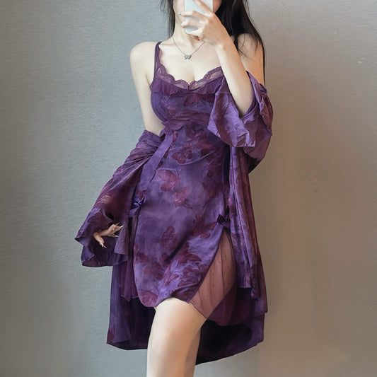 Women’s Printed Plus Size Nightgown & Robe Set