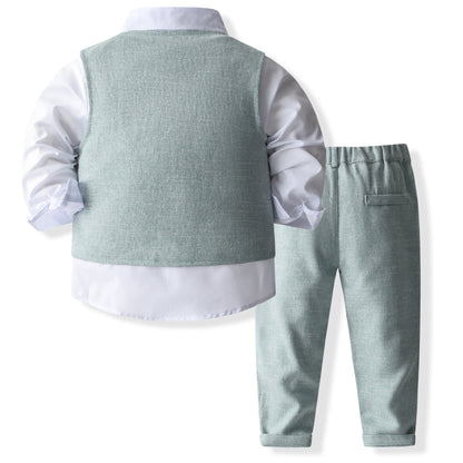 Boys’ Spring & Autumn Shirt Vest Pants Set
