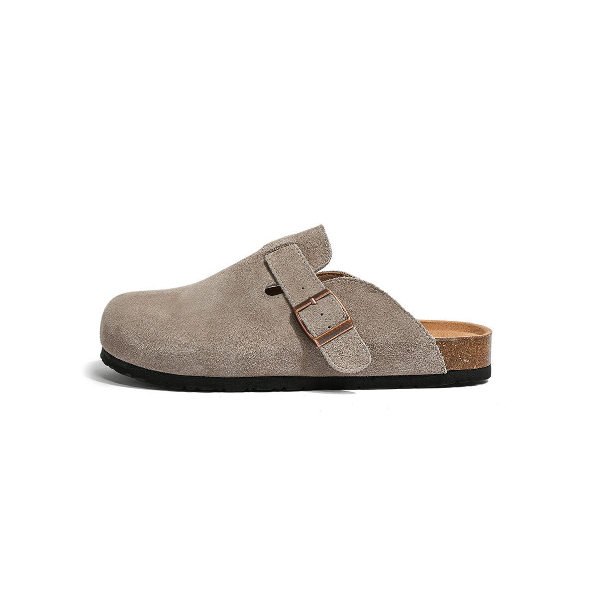 Cork Sole Leather Slide Sandals