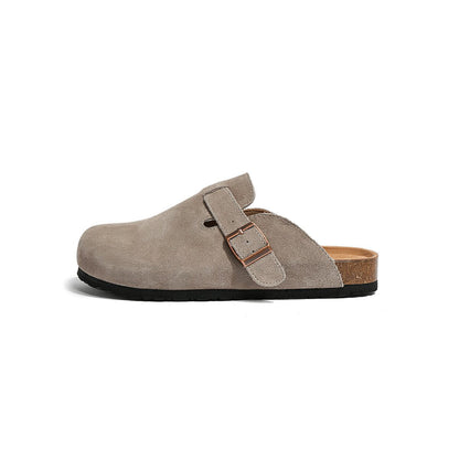 Cork Sole Leather Slide Sandals