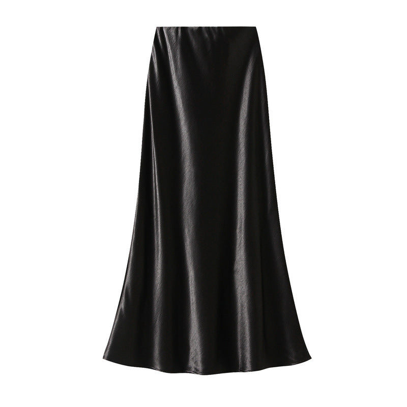 Women’s Pleated Satin Fishtail Maxi Skirt