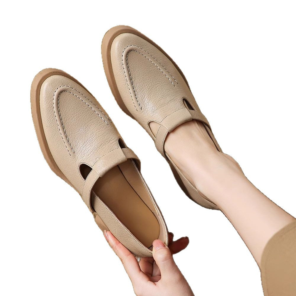 Women’s Genuine Leather Chunky Heel Mule Loafers