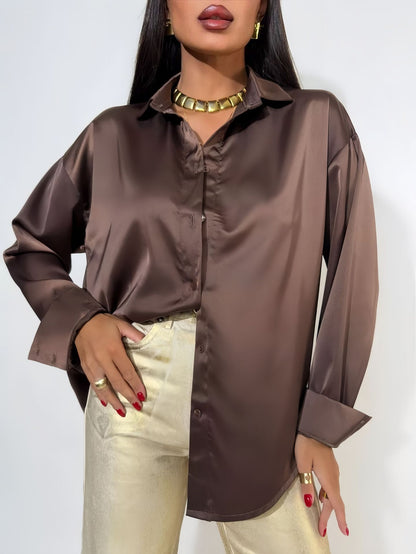 Women’s Satin Elegant Long Sleeve Shirt