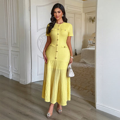 Women’s Elegant Solid Color Short Sleeve Bodycon Dress