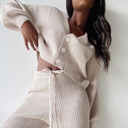 Women’s Cardigan Knitwear & Pants Two-Piece Set