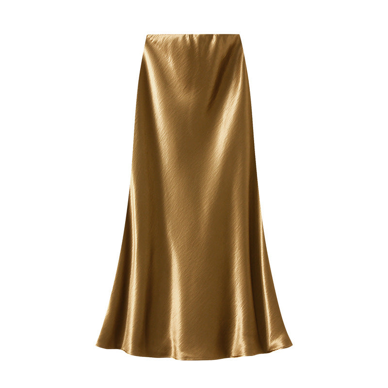 Women’s Pleated Satin Fishtail Maxi Skirt
