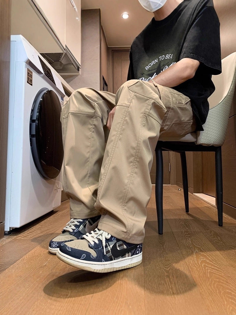 Youth Ice Silk Straight-Leg Cargo Pants