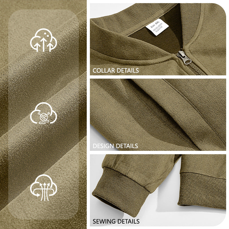 Men’s Suede-Feel Lightweight Casual Sweatshirt Jacket