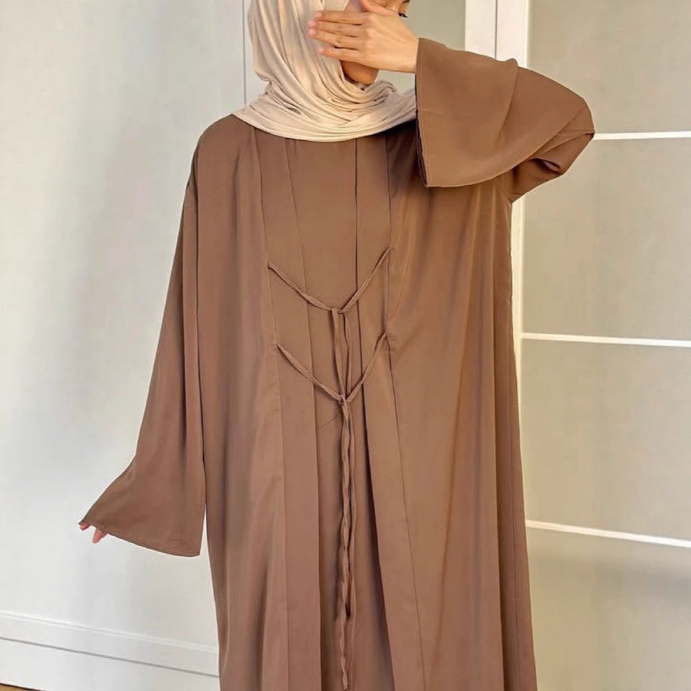 Women’s Satin Lace-Up Cardigan & Dress Set