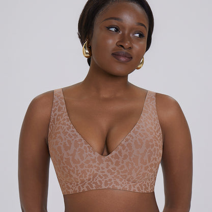 Women’s Leopard Print Seamless Wireless Full Cup Bra