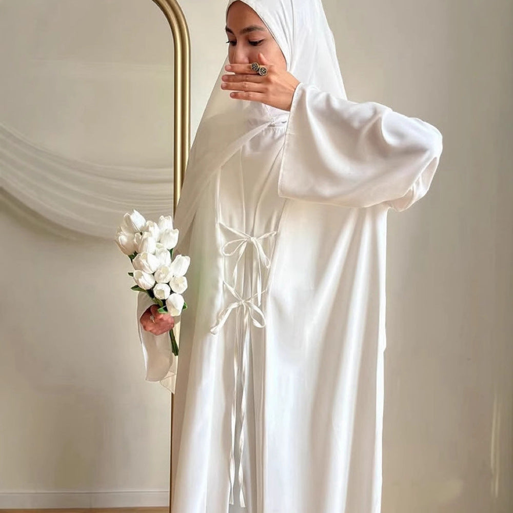 Women’s Satin Lace-Up Cardigan & Dress Set