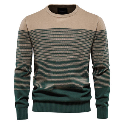 Men’s Casual Color-Block Knit Sweater Jacket