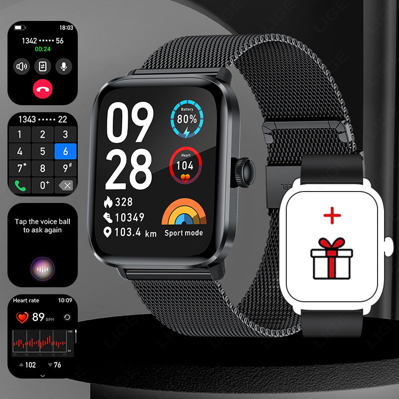 Men’s Multifunctional Square Smartwatch with Bluetooth