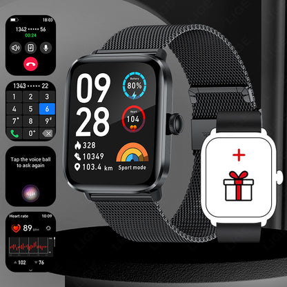 Men’s Multifunctional Square Smartwatch with Bluetooth