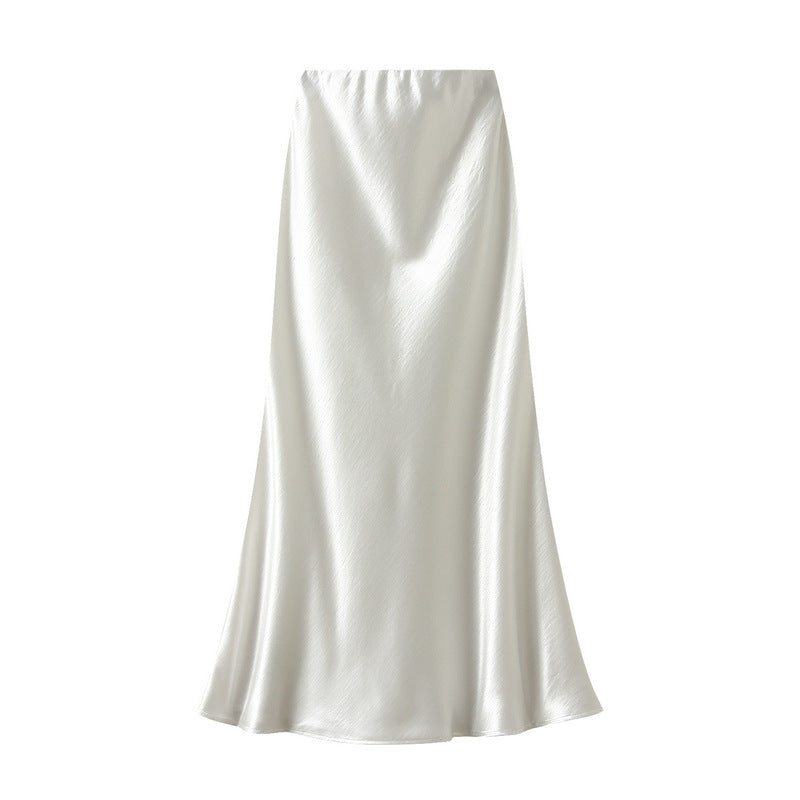 Women’s Pleated Satin Fishtail Maxi Skirt