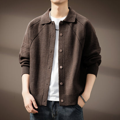 Men’s Old Money Lapel Knit Cardigan