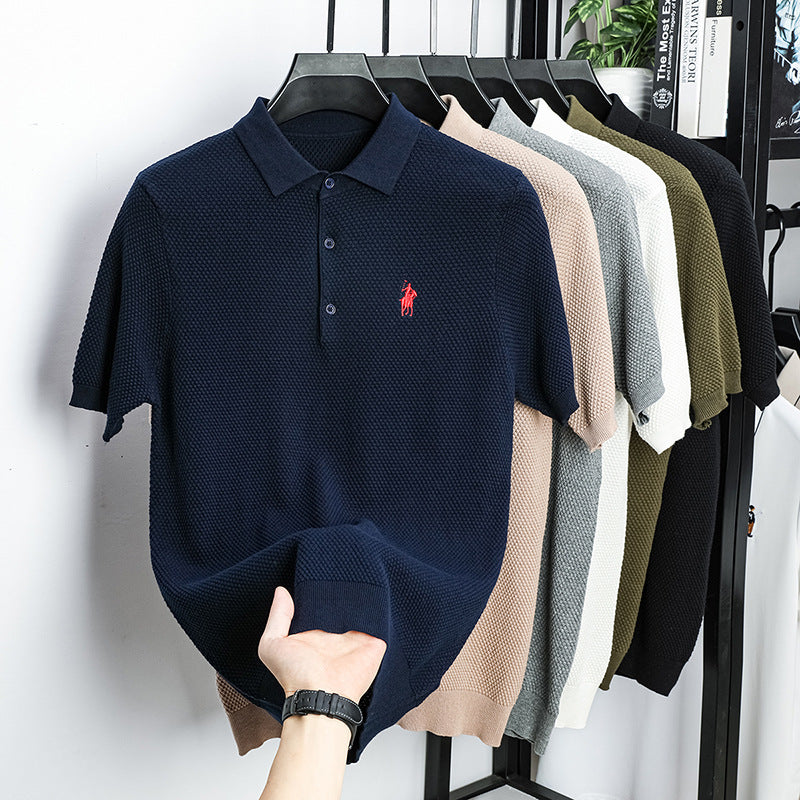 Men’s Ice Silk Embroidered Polo Shirt