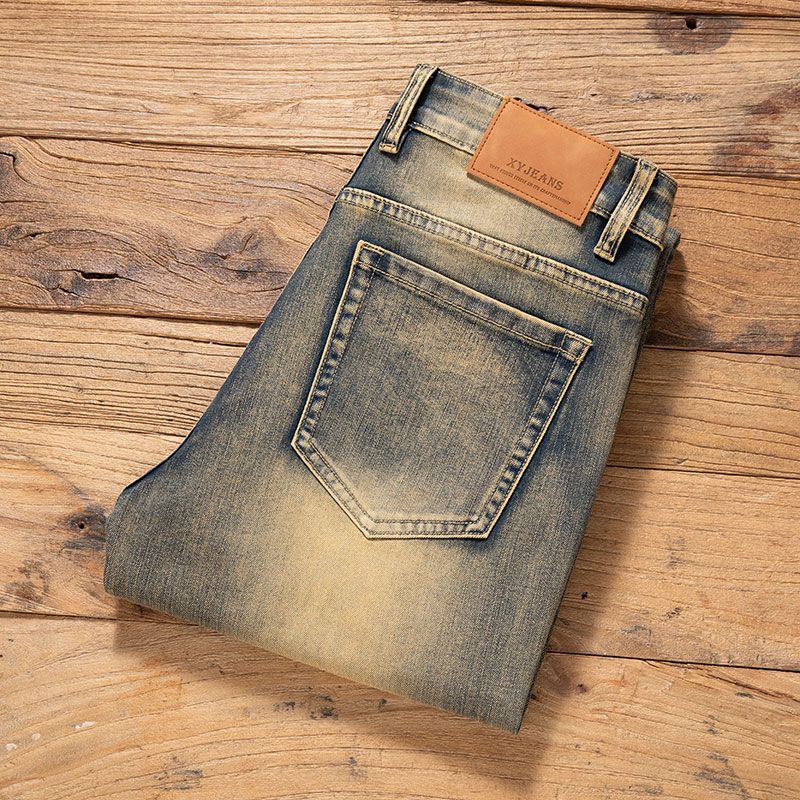 Men’s 2026 Slim Straight-Leg Vintage Blue Jeans