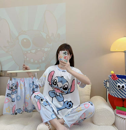 Women’s Double-Sided Milk Silk Cartoon Pajama Set (3-Piece)