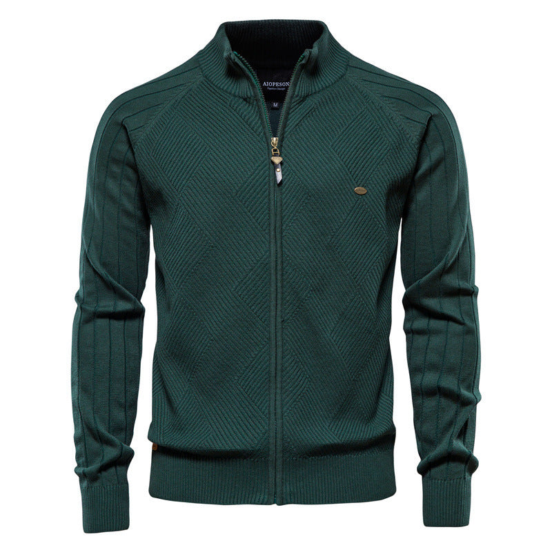Men’s Casual Color-Block Knit Sweater Jacket
