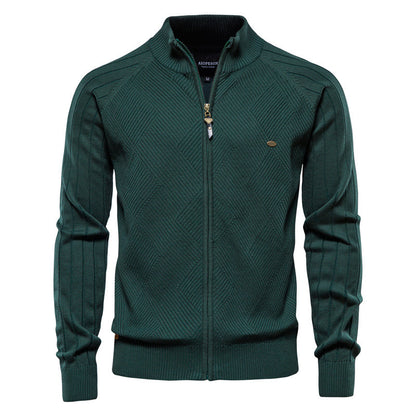 Men’s Casual Color-Block Knit Sweater Jacket