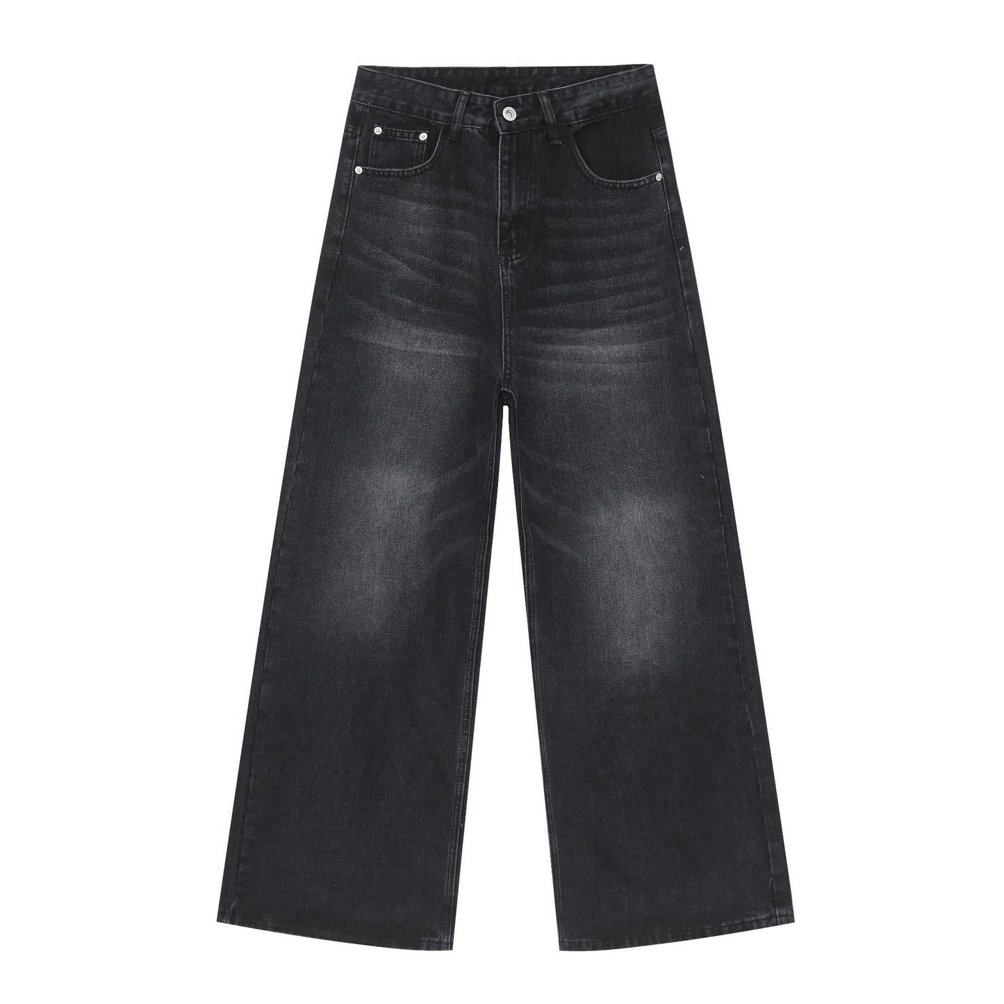Men’s Washed Loose Straight Wide-Leg Jeans