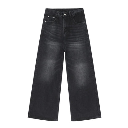 Men’s Washed Loose Straight Wide-Leg Jeans