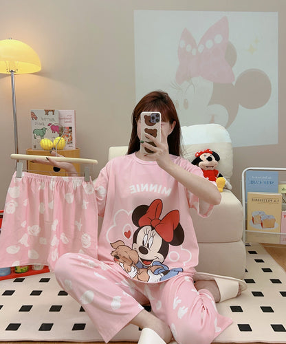 Women’s Double-Sided Milk Silk Cartoon Pajama Set (3-Piece)
