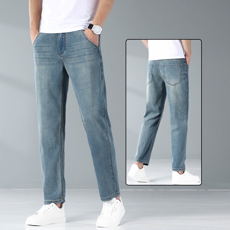 Men’s Lyocell Tencel Cropped Straight Jeans