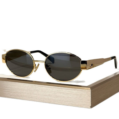 CL new Arc de Triomphe fashion sunglasses for women, 40235, influencer style, metal oval frame Zeiss lens sunglasses