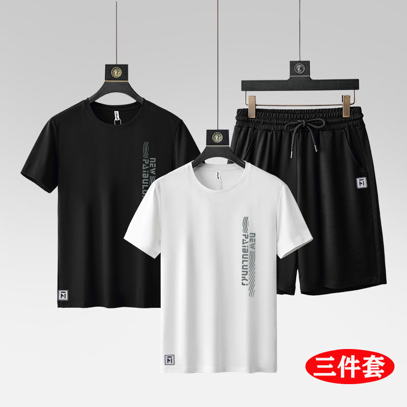 Men’s Ice Silk Short Sleeve & Shorts Sports Set