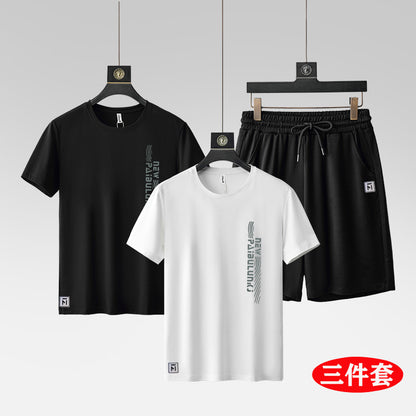 Men’s Ice Silk Short Sleeve & Shorts Sports Set