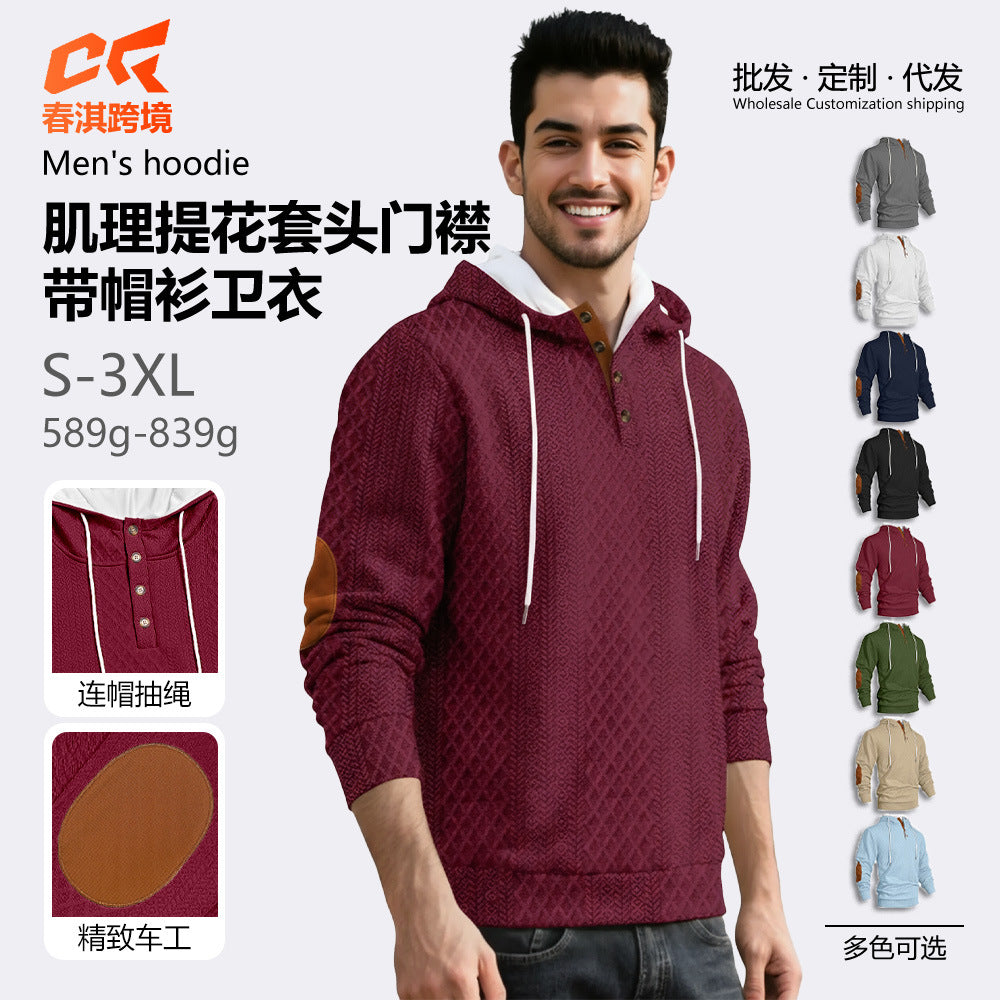Men’s Jacquard Hooded Pullover Sweatshirt