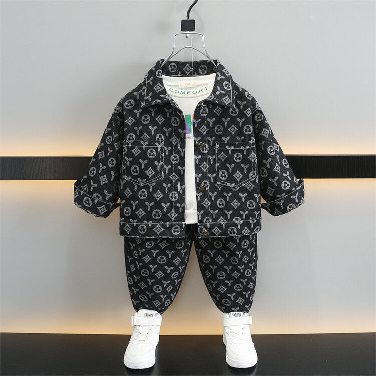 Boys’ Denim Jacquard Two-Piece Set