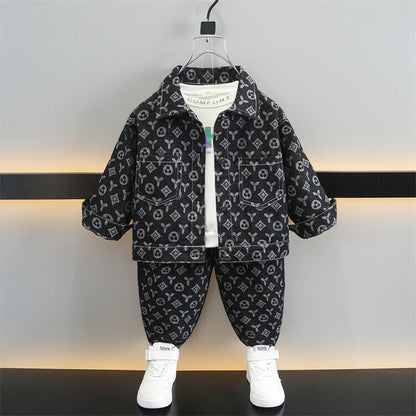 Boys’ Denim Jacquard Two-Piece Set