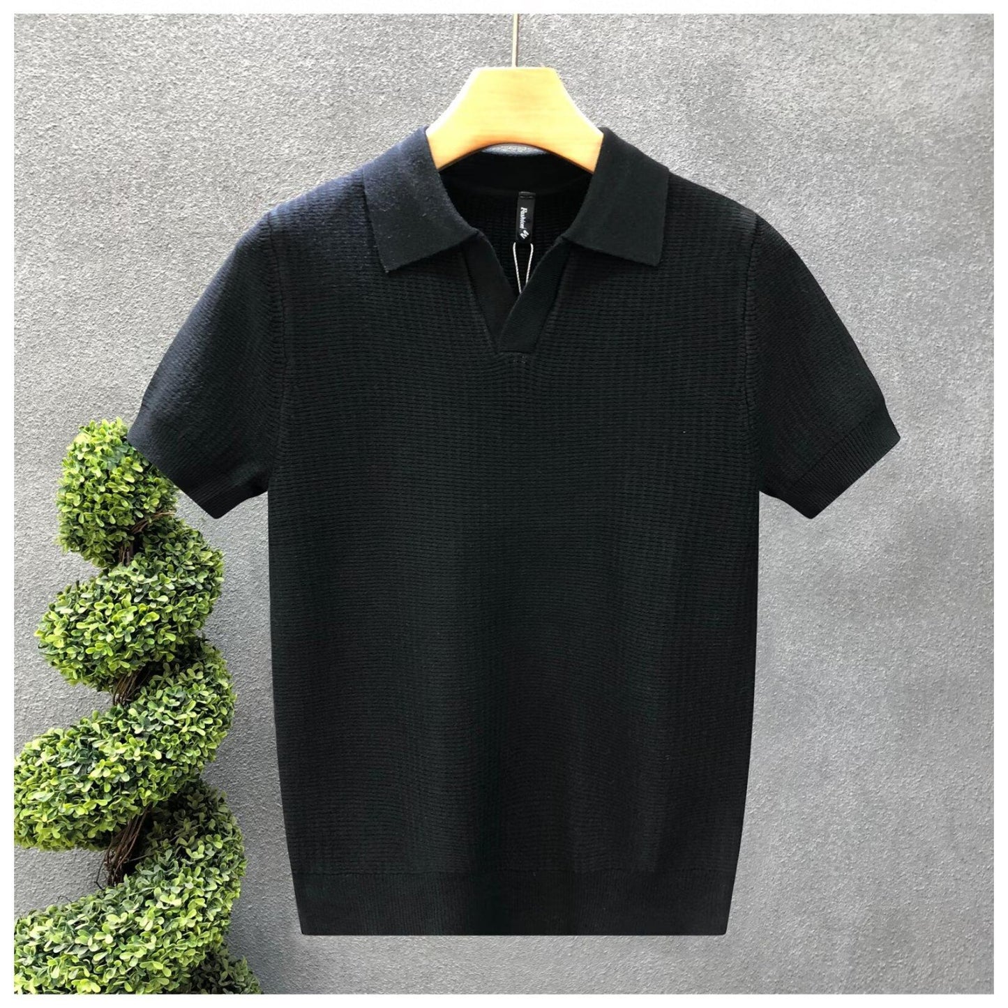 Men’s Contrast Collar Knitted Polo Shirt
