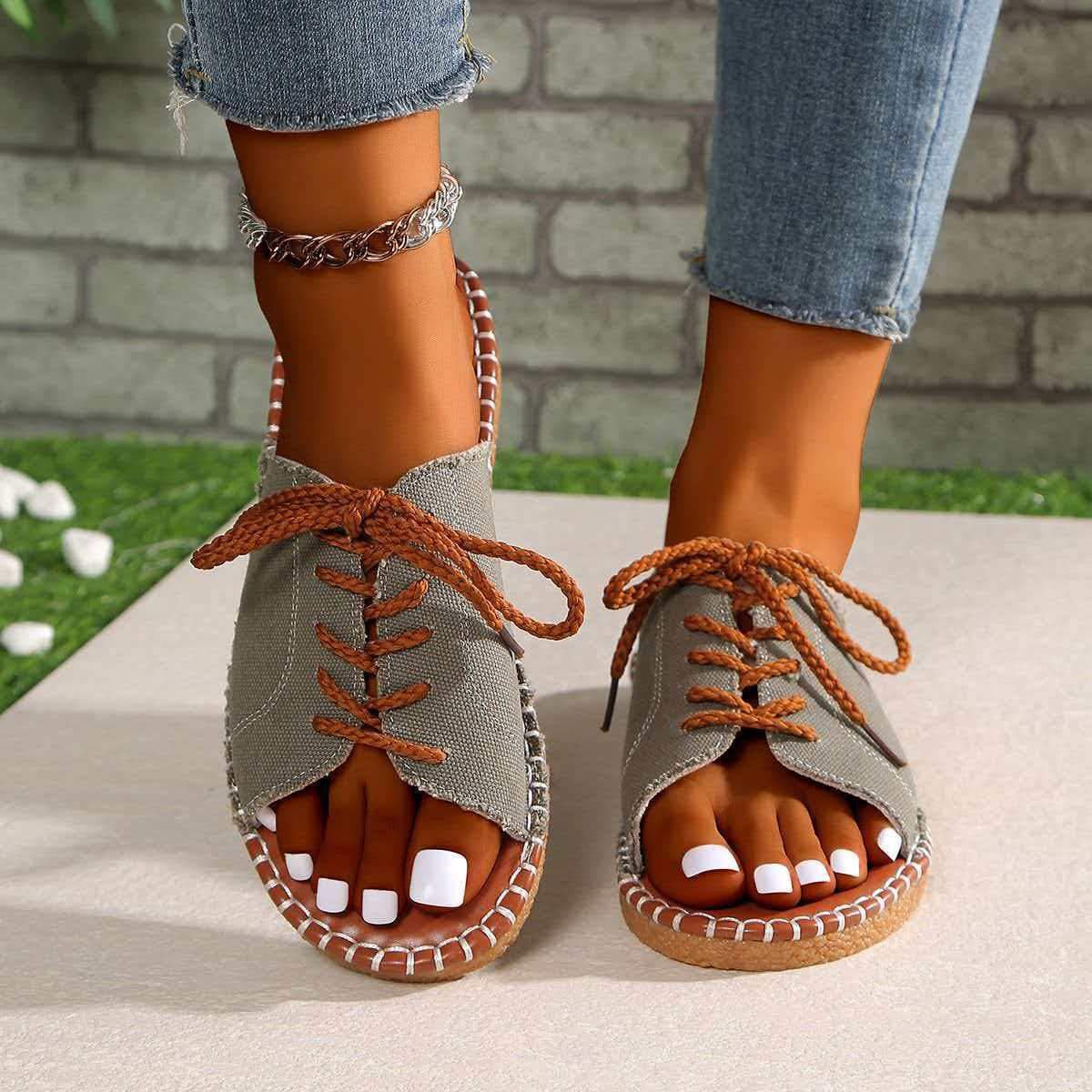 Women’s Tassel One-Strap Flat Beach Slippers