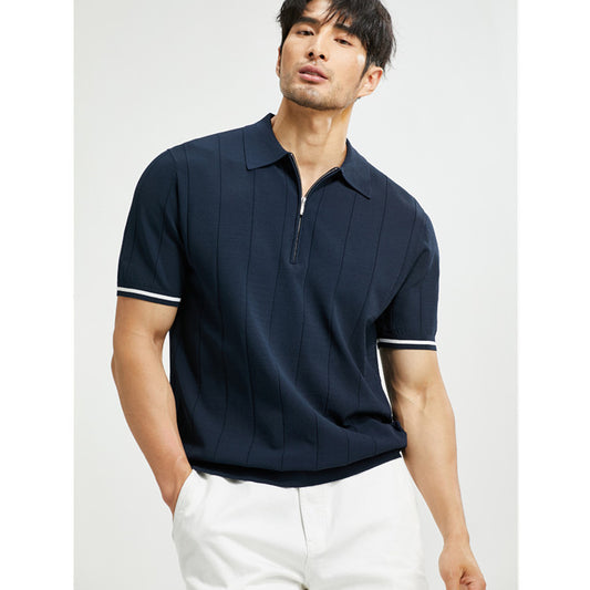 Men’s Ice Silk Mock Neck Knit Shirt