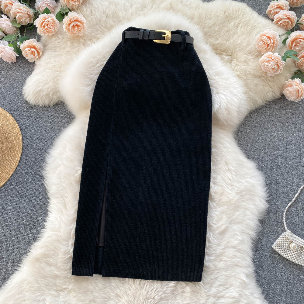 Women’s High-Waist Retro A-Line Split Midi Skirt