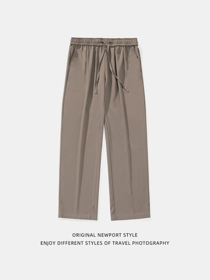 Men’s Japanese Loose-Fit Pleated Straight-Leg Pants