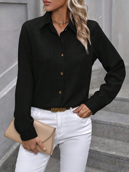 Women’s Color Block Lapel Long Sleeve Casual Lapel Lining