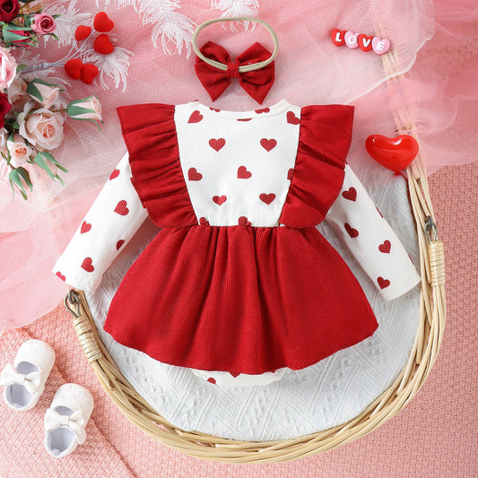 Toddler Valentine’s Printed Suspender Jumpsuit Set