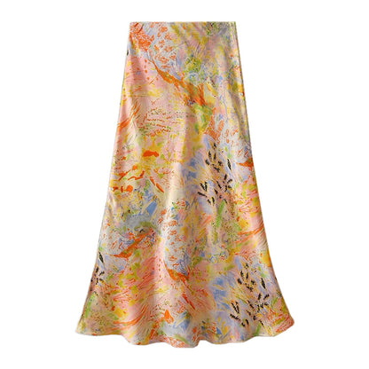 Women’s Acetate Satin Green Midi Mermaid Skirt