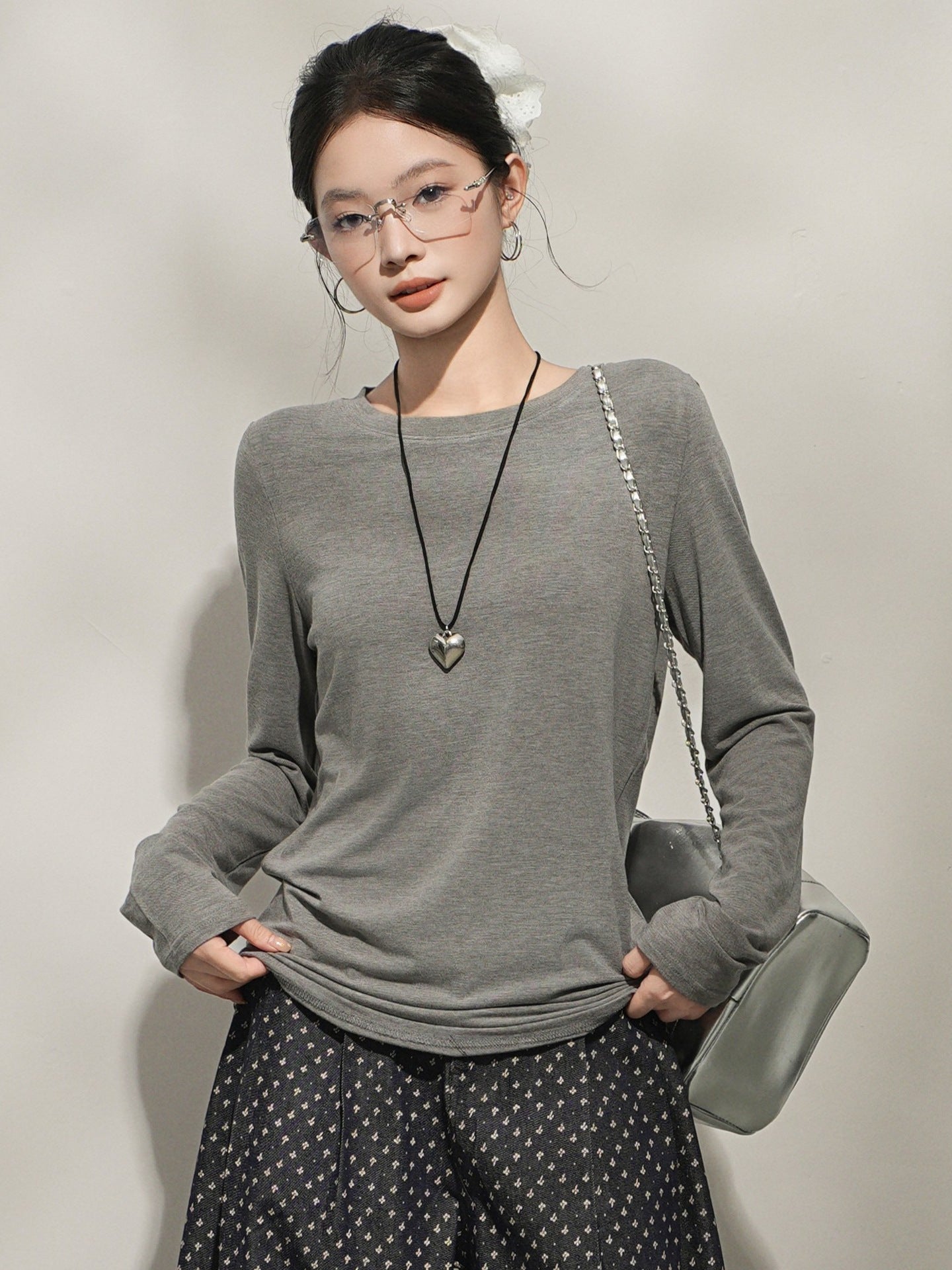 Women’s Soft Cashmere-Feel Long Sleeve Crew Neck Top