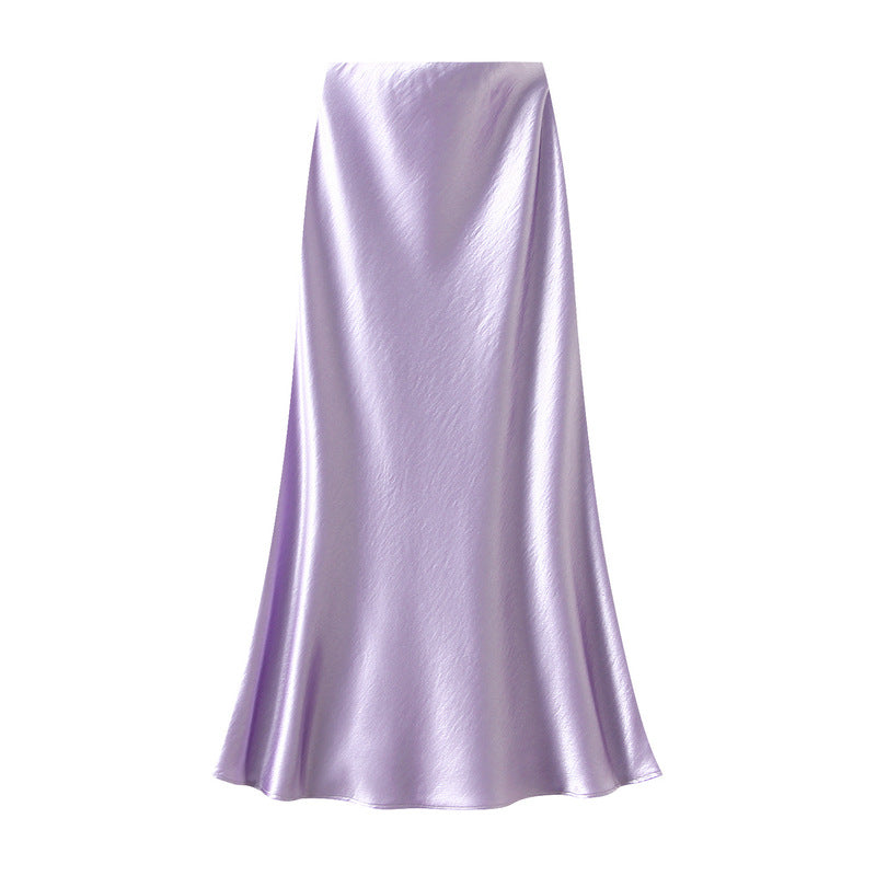 Women’s Pleated Satin Fishtail Maxi Skirt