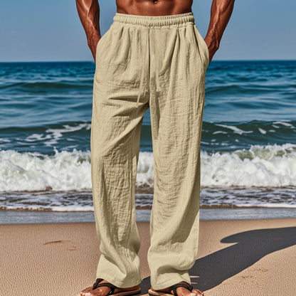 Men’s Linen Blend Loose Wide-Leg Casual Pants
