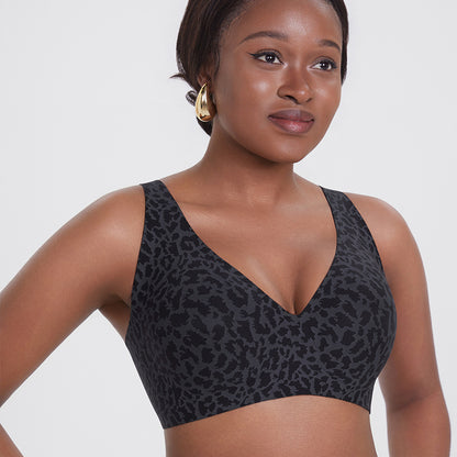 Women’s Leopard Print Seamless Wireless Full Cup Bra